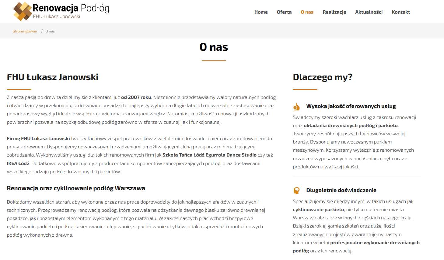 Treści na stronę Renowacja podłóg