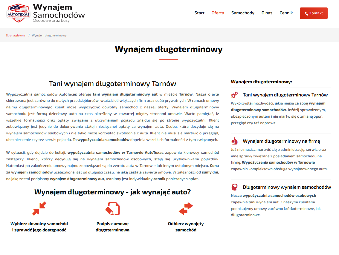 texasrent.pl-treści dla wypożyczalni samochódow