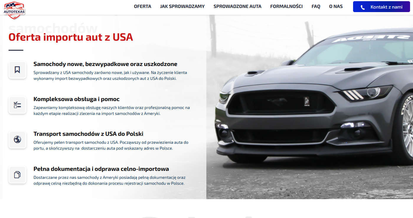 Import aut z USA treści na stronę